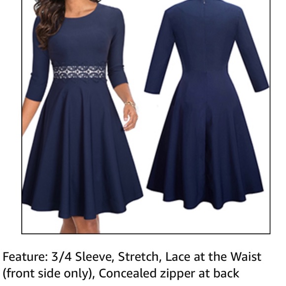 Homeyee Elegant Cocktail Dress with Lace Trim - Picture 3 of 16